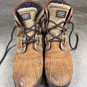 UGG Adirondack II Waterproof Tan Leather Suede Snow Boots Womens 8.5